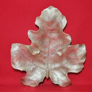 Cast Solid Brass Fig Leaf Dish Tray By Virginia Metalcrafters Circa 1948